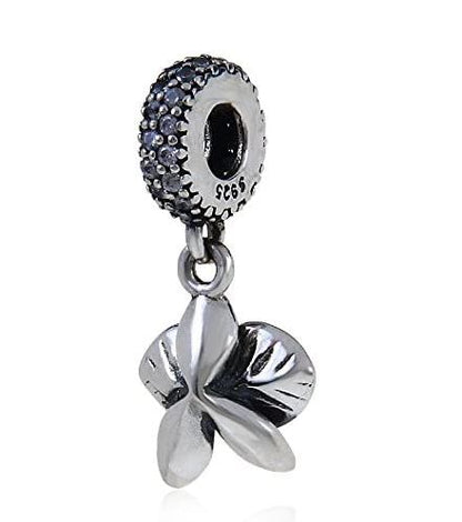 MariaFonte Charm Orchidea Rosa Argento 925 con Zirconia Compatibile con Collane e Bracciali Pandora