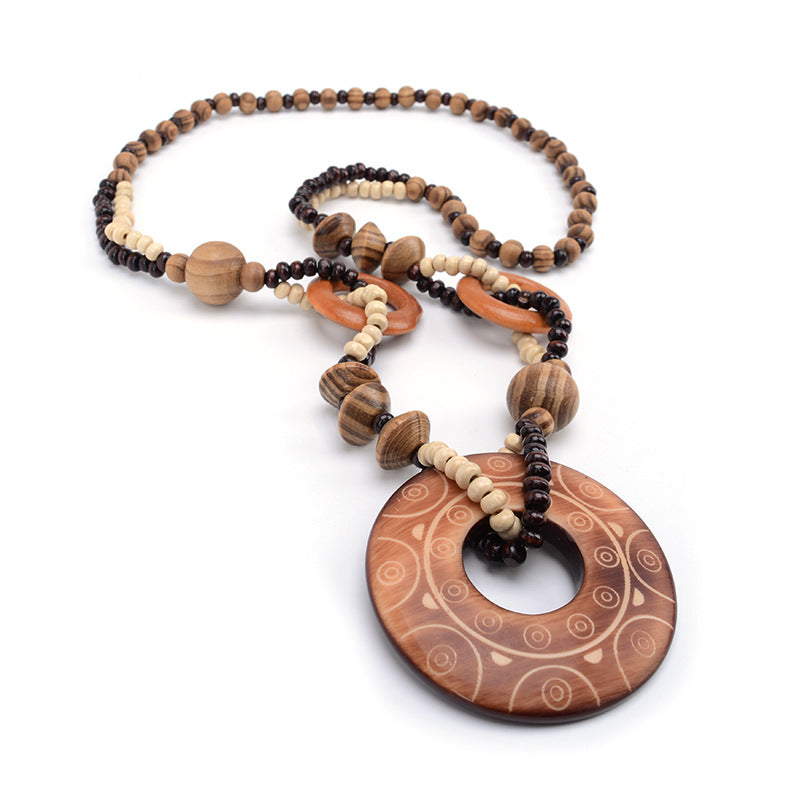 Ethnic wooden necklace