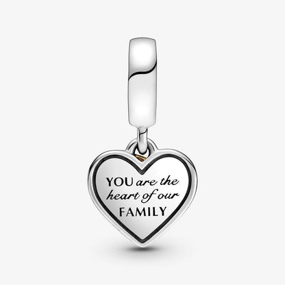 MariaFonte Charm Albero della Famiglia Cuore You are the heart of our Family (sei il cuore della nostra famiglia) Argento 925 Oro 14K Compatibile con Collane e Bracciali Pandora