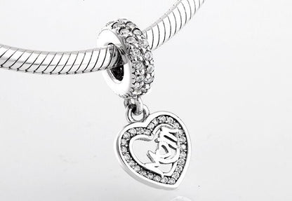 Pendant with "Mom forever in my heart" pendant in 925 Sterling Silver