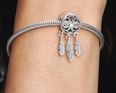 Maria Fonte Bead Charm Ciondolo Dreamcatcher (Acchiappa Sogni) in Argento 925 Compatibile con Collane e Bracciali Pandora