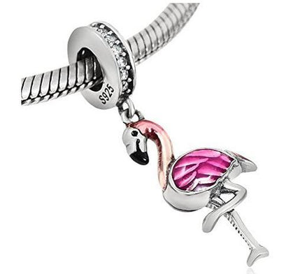 Flamingo-shaped 925 sterling silver charm