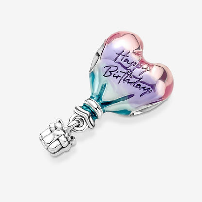 MariaFonte Charm Mongolfiera Happy Birthday Compleanno in Argento 925 Zirconia Cubica Compatibile con Collane e Bracciali Pandora