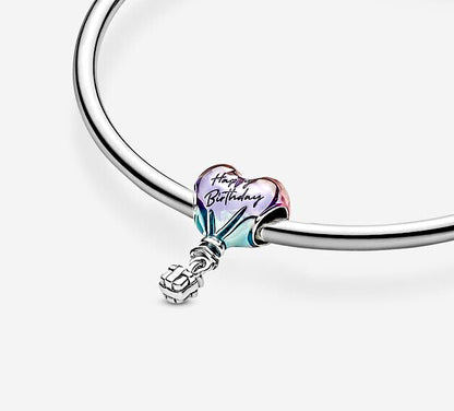 MariaFonte Charm Mongolfiera Happy Birthday Compleanno in Argento 925 Zirconia Cubica Compatibile con Collane e Bracciali Pandora