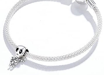 MariaFonte Bead Charm Ciondolo Scheletro Ossa Halloween in Argento 925 Compatibile con Collane e Bracciali Pandora