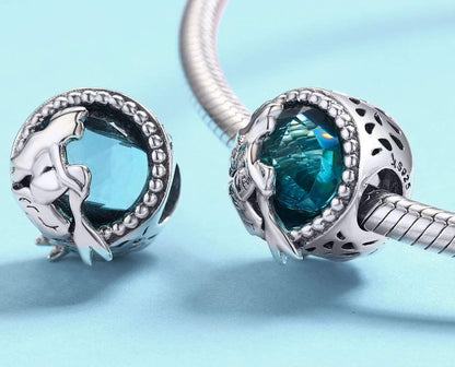 MariaFonte Bead Charm Motivo Blu Marino Sirena in Argento 925 Compatibile con Collane e Bracciali Pandora