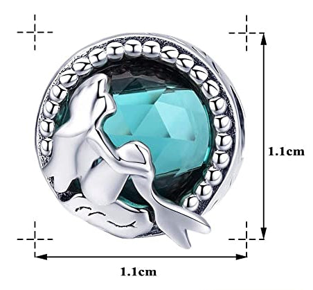 MariaFonte Bead Charm Motivo Blu Marino Sirena in Argento 925 Compatibile con Collane e Bracciali Pandora