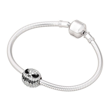 MariaFonte - Bead Charm Ciondolo a Forma di Teschio in Argento 925 con Zirconia Compatibile con Collane e Bracciali Pandora