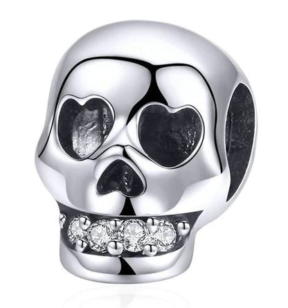 MariaFonte Bead Charm Teschio in Argento 925 con Zirconia Compatibile con Collane e Bracciali Pandora